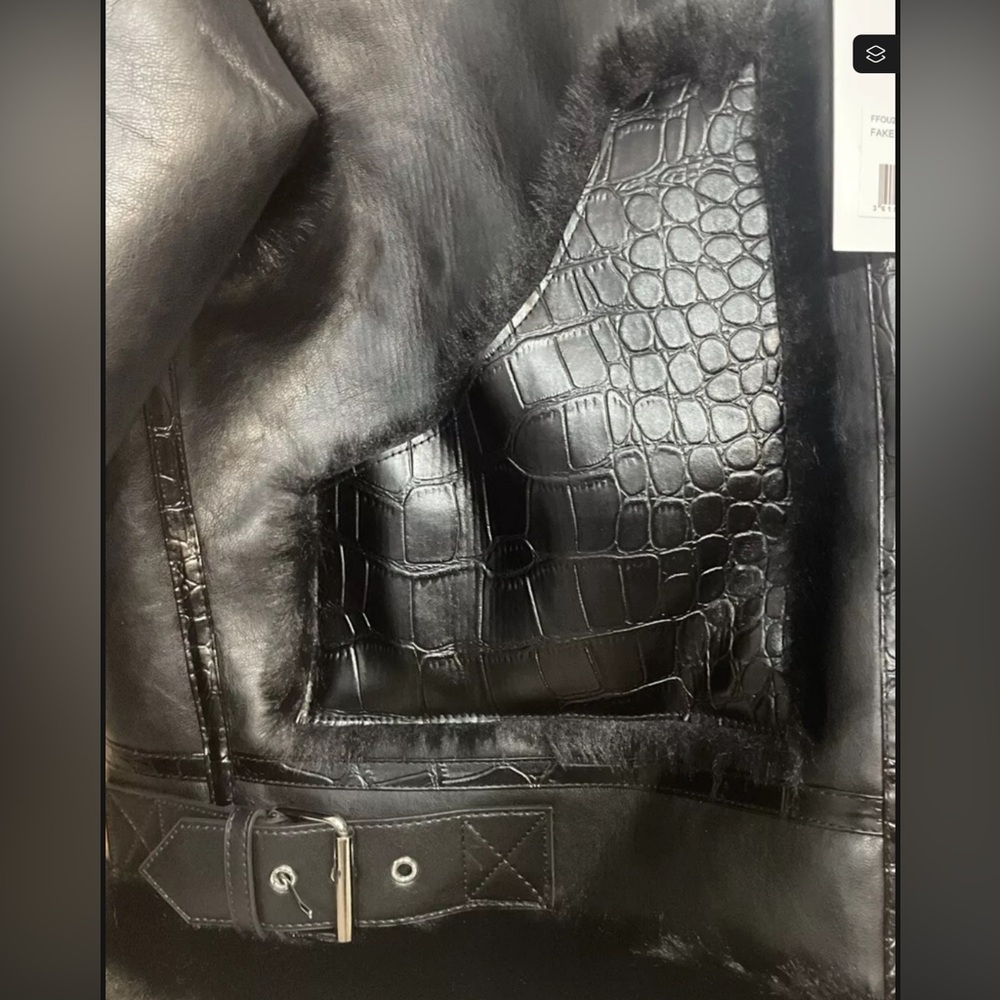 -THE KOOPLES Black Faux Croco Perf Coat Size 1 (US Size 4) - Picture 4 of 5